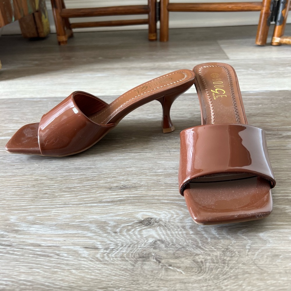 Spool Patent Leather Kitten Heel Mule